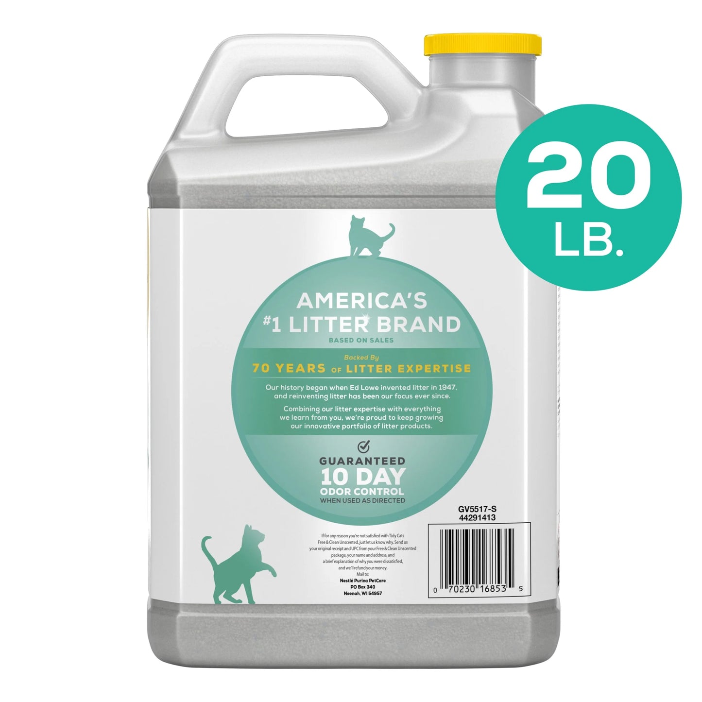 Purina  Free & Clean Unscented Cat Litter, Scoopable, Low Dust, Odor Control, 14 Lb. Jug