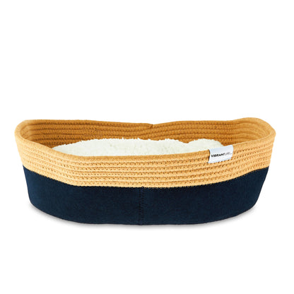 , Cat Beds, Oval Woven Felt Rope Pet Bed, with Catnip, Multi-Color, Small, 19"