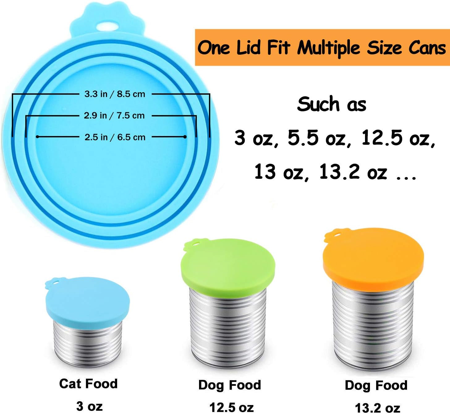 Pet Food Can Cover Silicone Can Lids for Dog and Cat Food(Universal Size,One Fit 3 Standard Size Food Cans),Multi-Colored