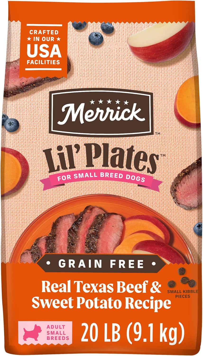 Lil' Plates Small Breed Dog Food, Grain Free Real Texas Beef and Sweet Potato Recipe, Small Dog Food - 20 Lb Bag