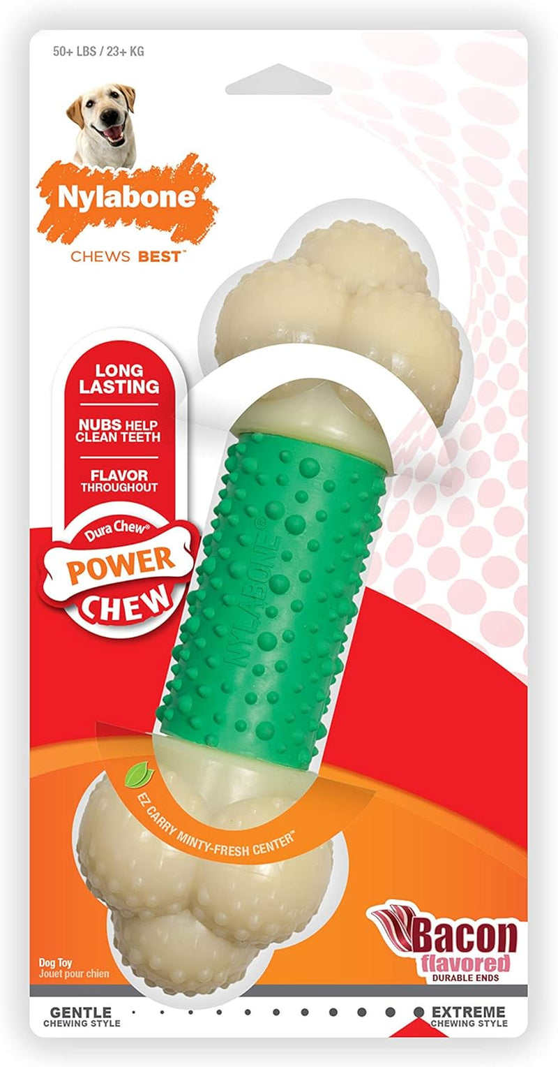 Double Action Power Chew Durable Dog Toy Bacon X-Large/Souper (1 Count)