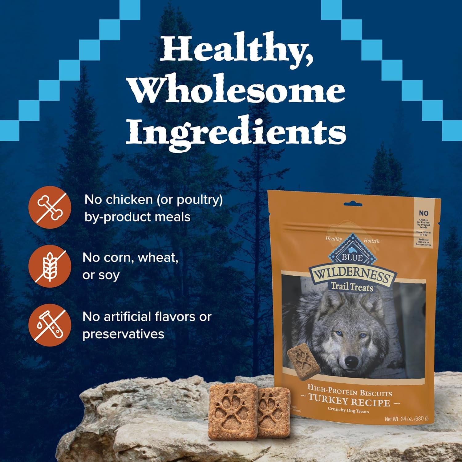 Wilderness Trail Treats Grain Free Biscuits Crunchy Dog Treats